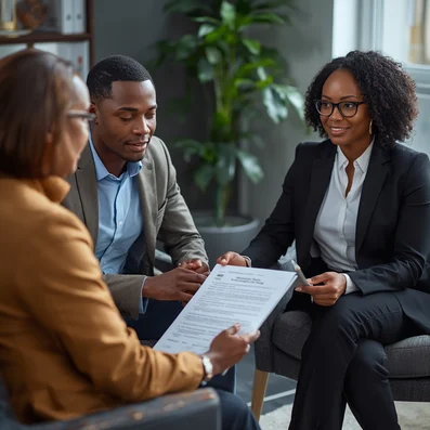 attorney with clients explaining why advance directives are important